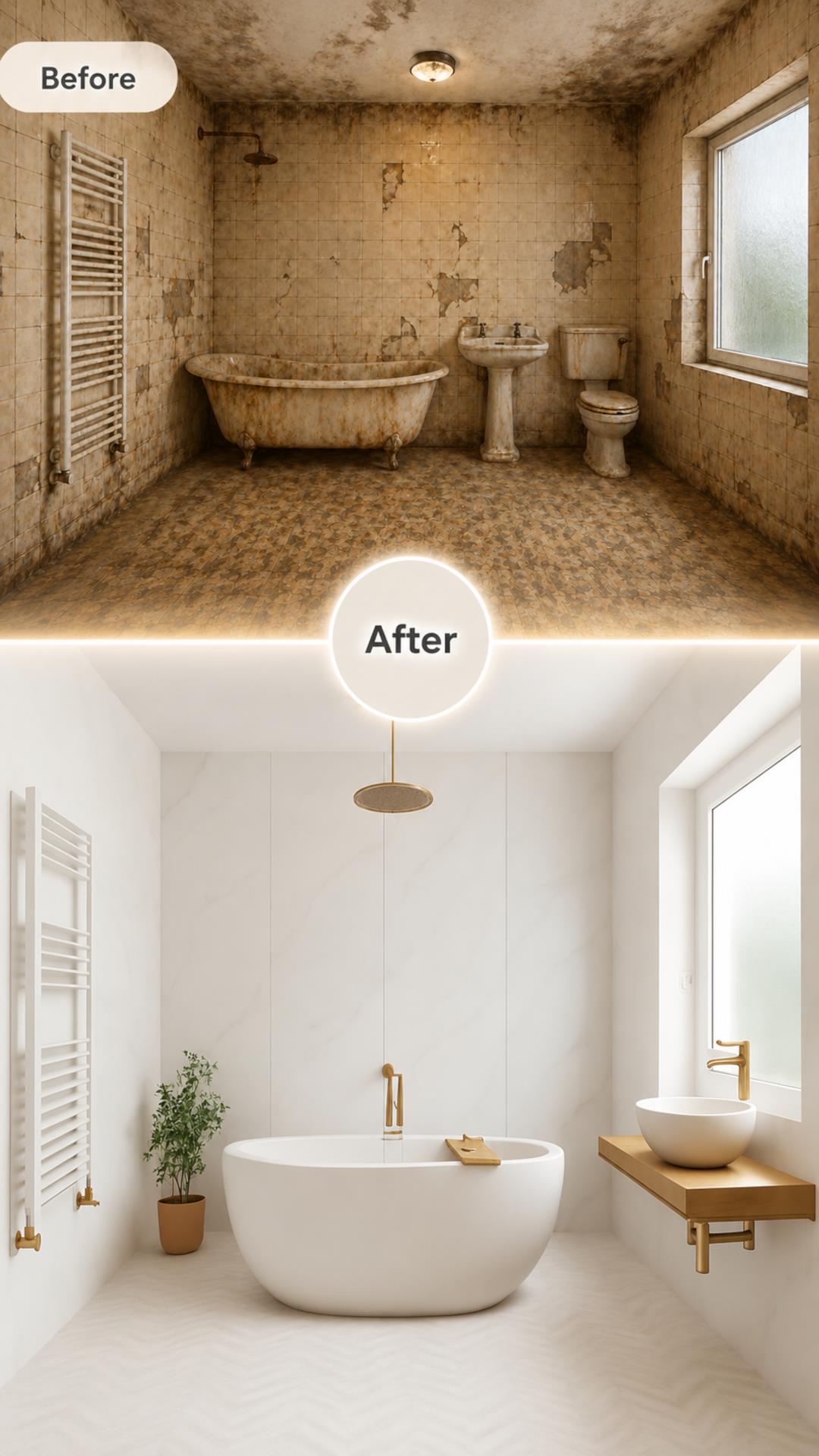 Before and after room renovation